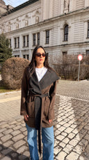 Handmade палто от вълна Plaid Cappuccio Milano