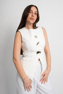 Бял елек Italian Summer с метални елементи