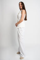 Бял елек Italian Summer с метални елементи