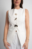 Бял елек Italian Summer с метални елементи