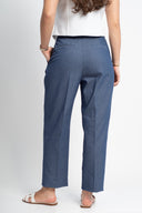 Памучен деним панталон с басти Charred Plum