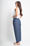 Памучен деним панталон с басти Charred Plum