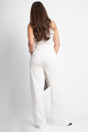 Прав панталон в бяло и детайл Dried Magnolia