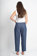 Памучен деним панталон с басти Charred Plum