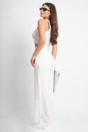 Прав панталон в бяло и детайл Dried Magnolia