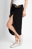 Дълга черна пола с метален елемент Noir Grape