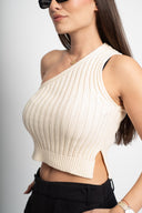 Бежов плетен топ с едно рамо Dusted Sienna