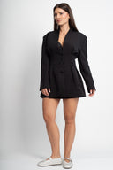 Черен сет сако и пола Midnight Peony