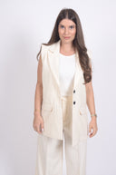 Елек в беж и черно райе Raw Oat