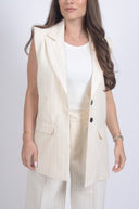 Елек в беж и черно райе Raw Oat