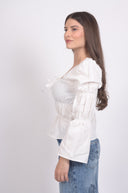 Бял топ с дъгъг ръкав Candy