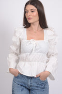 Бял топ с дъгъг ръкав Candy