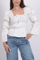 Бял топ с дъгъг ръкав Candy