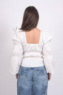 Бял топ с дъгъг ръкав Candy