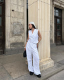 Комплект елек и панталон в бяло Nicole